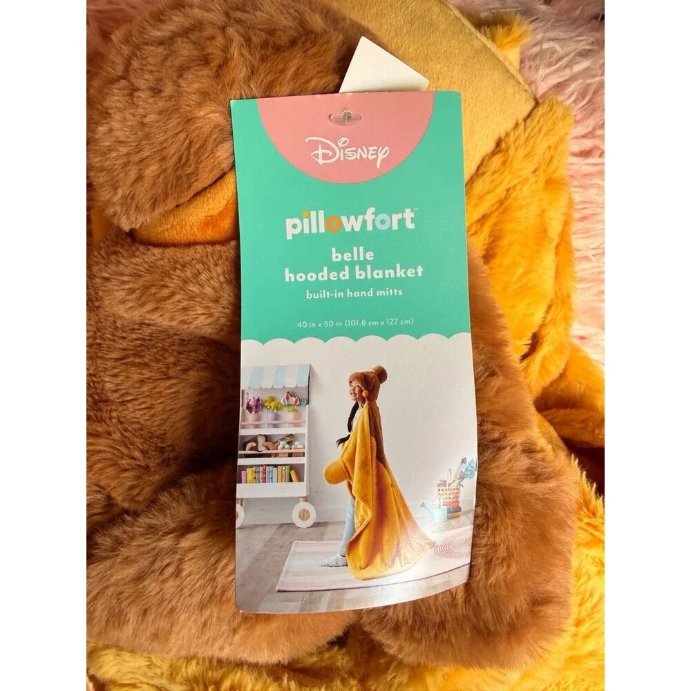 Disney Pillowfort Princess Belle Kids Hooded Blanket Beauty and the Beast New